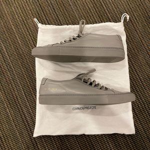 Common Projects Gray Leather Low-Top Sneakers